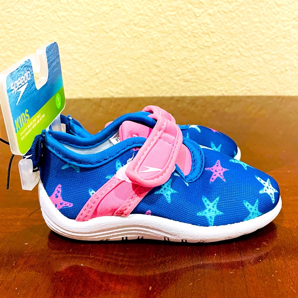 NEW With Tags Speedo Toddler Printed Shore Explorer Water Shoes Blue Sz S 5-6
